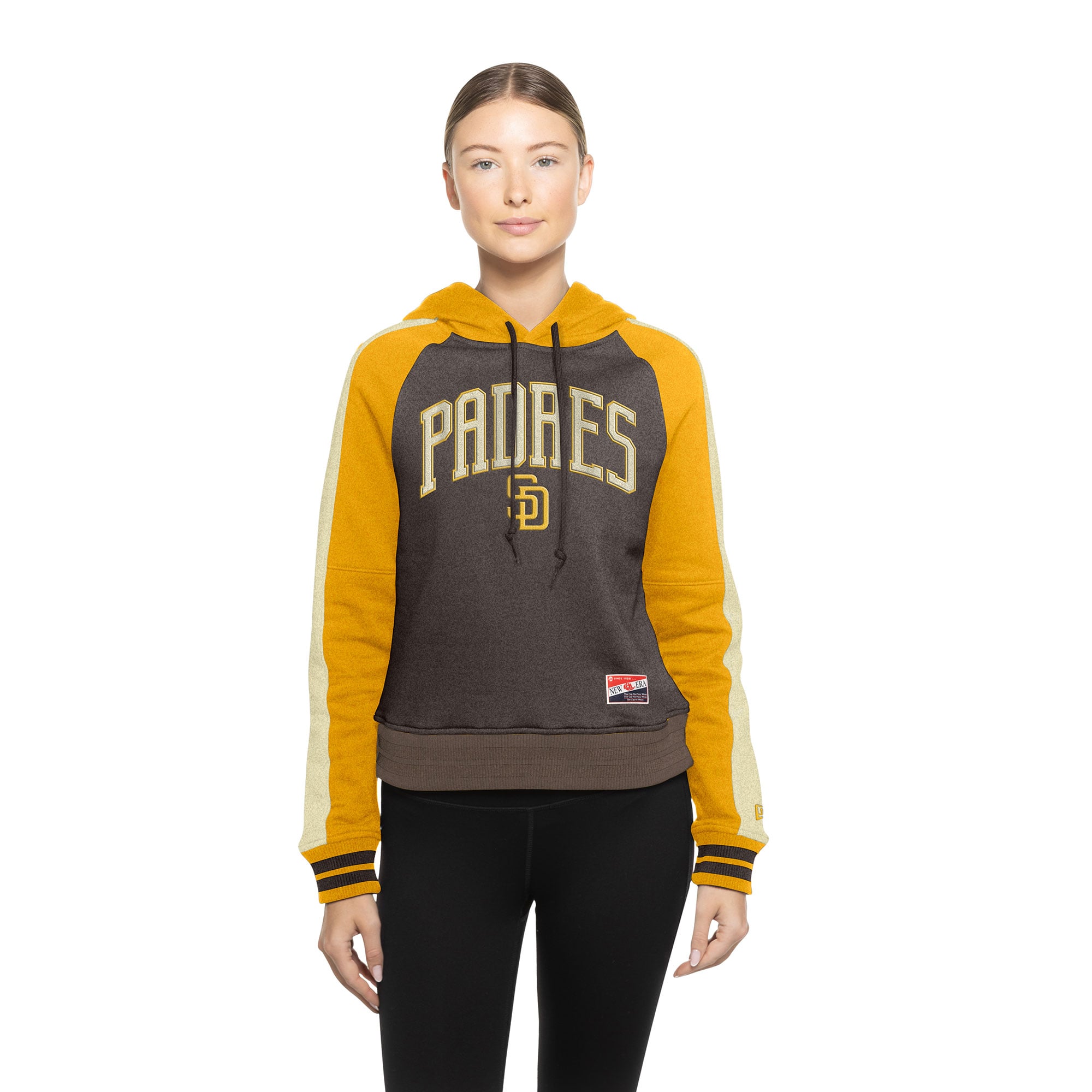 Women's New Era  Brown San Diego Padres Cooperstown Collection Cropped Raglan Pullover Hoodie